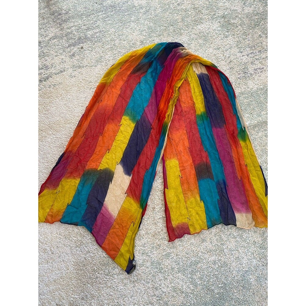 Cocoon House 18" x 63" 100% Silk Long Color Rectangle Scarf Art to Wear Abstract